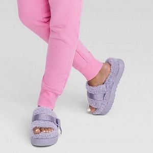 NWOB UGG~ Fluffita Metal Buckle Fur Slides